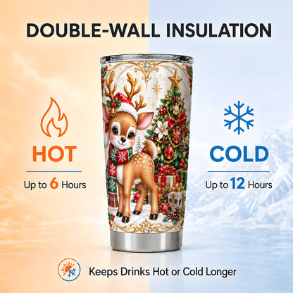 Christmas Deer Tumbler 20oz, Reindeer Tumbler, Stainless Steel Travel Cup
