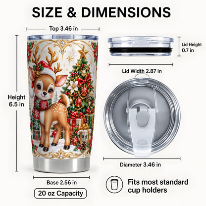 #pl[20oz|Steel] Christmas Deer Tumbler 20oz, Reindeer Tumbler, Stainless Steel Travel Cup