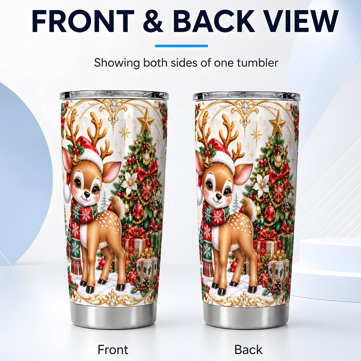 #pl[20oz|Steel] Christmas Deer Tumbler 20oz, Reindeer Tumbler, Stainless Steel Travel Cup