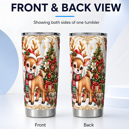 #pl[20oz|Steel] Christmas Deer Tumbler 20oz, Reindeer Tumbler, Stainless Steel Travel Cup