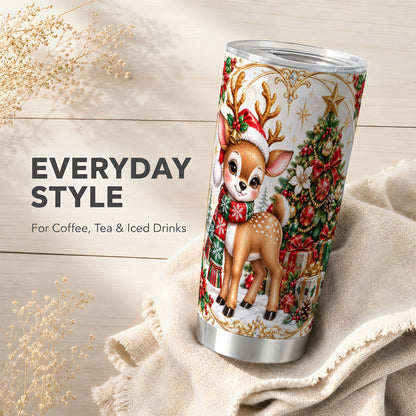Christmas Deer Tumbler 20oz, Reindeer Tumbler, Stainless Steel Travel Cup