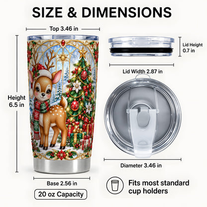 #pl[20oz|Steel] Jeweled Deer Tumbler 20oz, Christmas Tumbler, Stainless Steel Travel Cup
