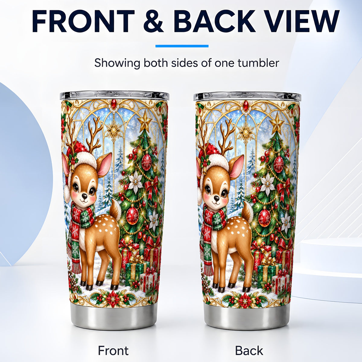 #pl[20oz|Steel] Jeweled Deer Tumbler 20oz, Christmas Tumbler, Stainless Steel Travel Cup