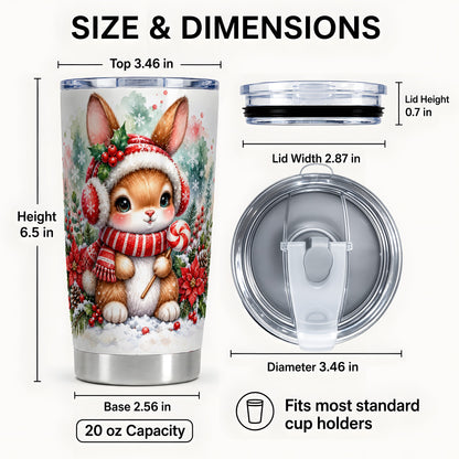 #pl[20oz|Steel] Christmas Bunny Tumbler 20oz, Rabbit Tumbler, Stainless Steel Travel Cup