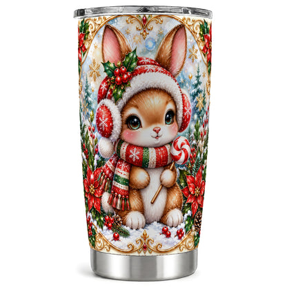 Christmas Bunny Tumbler 20oz, Rabbit Tumbler, Stainless Steel Travel Cup
