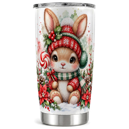Watercolor Bunny Tumbler 20oz, Rabbit Tumbler, Stainless Steel Travel Cup