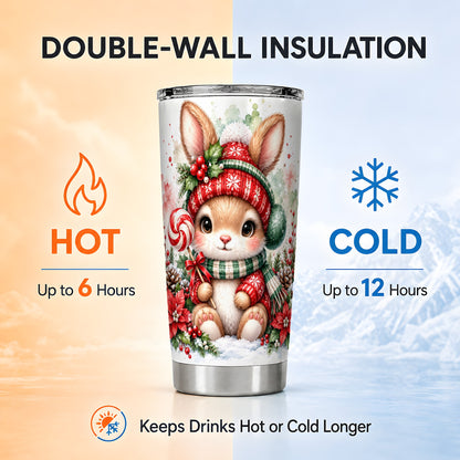 Watercolor Bunny Tumbler 20oz, Rabbit Tumbler, Stainless Steel Travel Cup