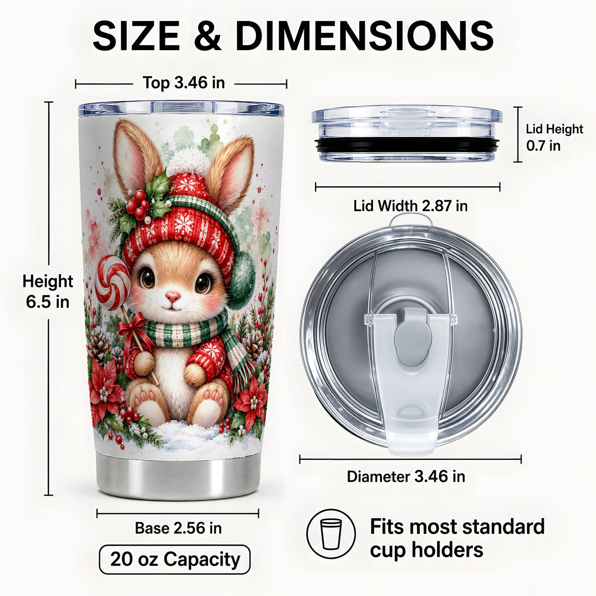 #pl[20oz|Steel] Watercolor Bunny Tumbler 20oz, Rabbit Tumbler, Stainless Steel Travel Cup