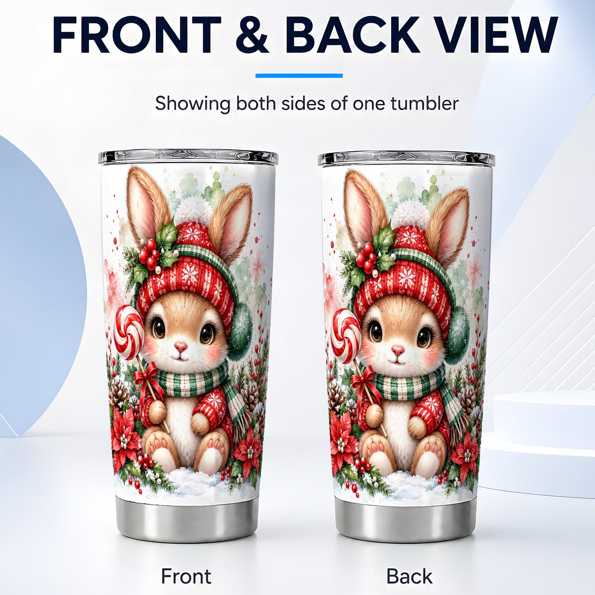 #pl[20oz|Steel] Watercolor Bunny Tumbler 20oz, Rabbit Tumbler, Stainless Steel Travel Cup