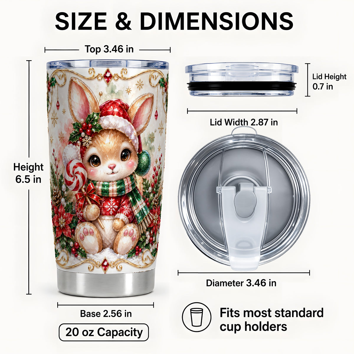 #pl[20oz|Steel] Crystal Bunny Tumbler 20oz, Rabbit Tumbler, Stainless Steel Travel Cup