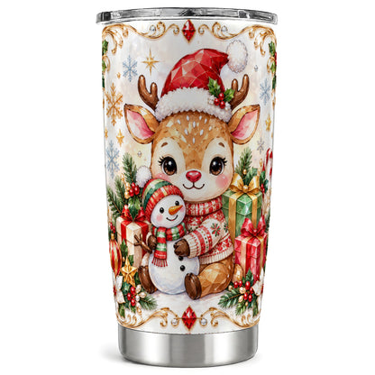 Reindeer Tumbler 20oz, Snowman Tumbler, Stainless Steel Travel Cup
