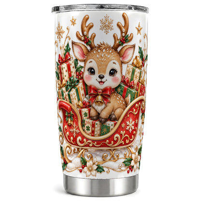Christmas Reindeer Tumbler 20oz, Holiday Deer Stainless Steel Travel Cup