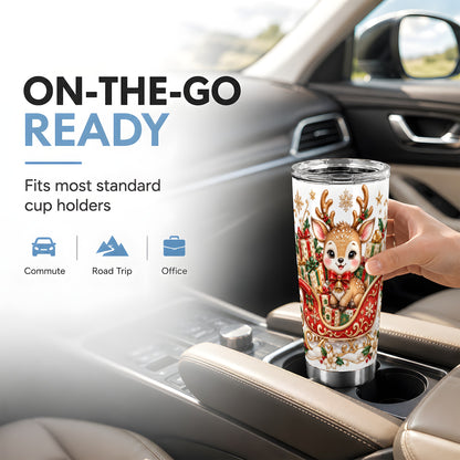 Christmas Reindeer Tumbler 20oz, Holiday Deer Stainless Steel Travel Cup