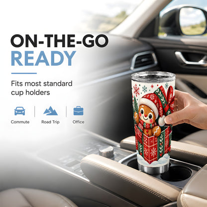 Christmas Gingerbread Tumbler 20oz, Folk Cookie Stainless Steel Travel Cup