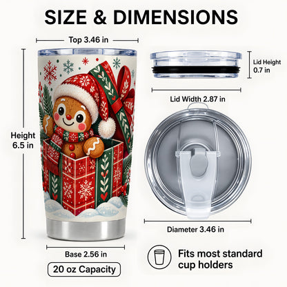 #pl[20oz|Steel] Christmas Gingerbread Tumbler 20oz, Folk Cookie Stainless Steel Travel Cup