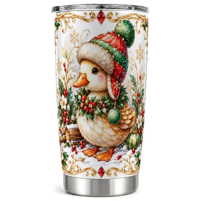 Christmas Duck Tumbler 20oz, Jeweled Duck Stainless Steel Travel Cup