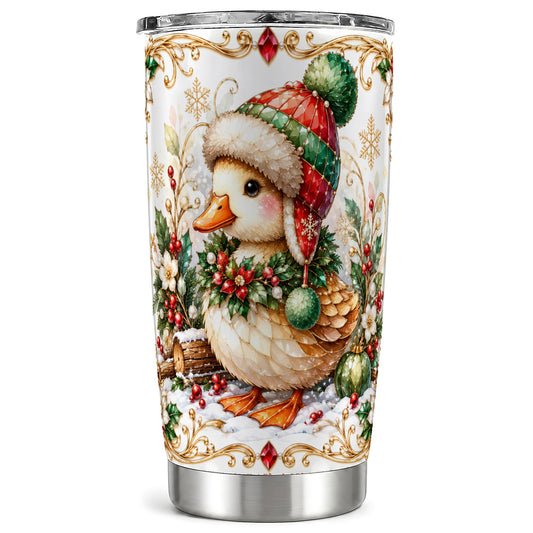 Christmas Duck Tumbler 20oz, Jeweled Duck Stainless Steel Travel Cup
