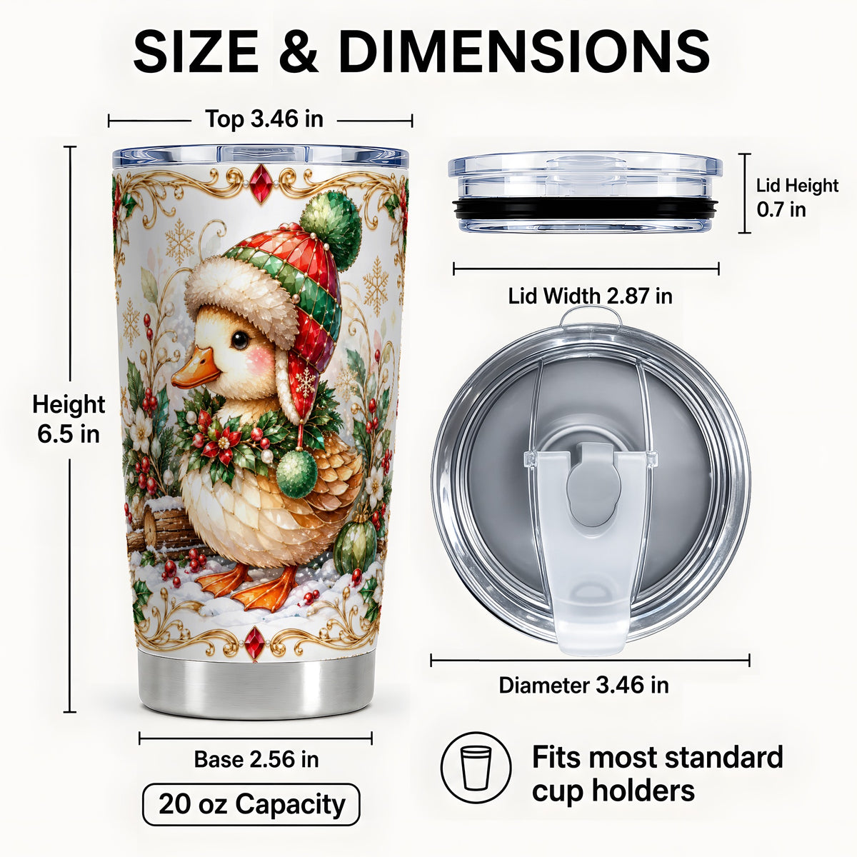 #pl[20oz|Steel] Christmas Duck Tumbler 20oz, Jeweled Duck Stainless Steel Travel Cup