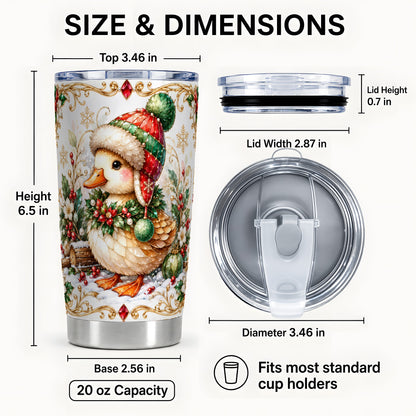 #pl[20oz|Steel] Christmas Duck Tumbler 20oz, Jeweled Duck Stainless Steel Travel Cup