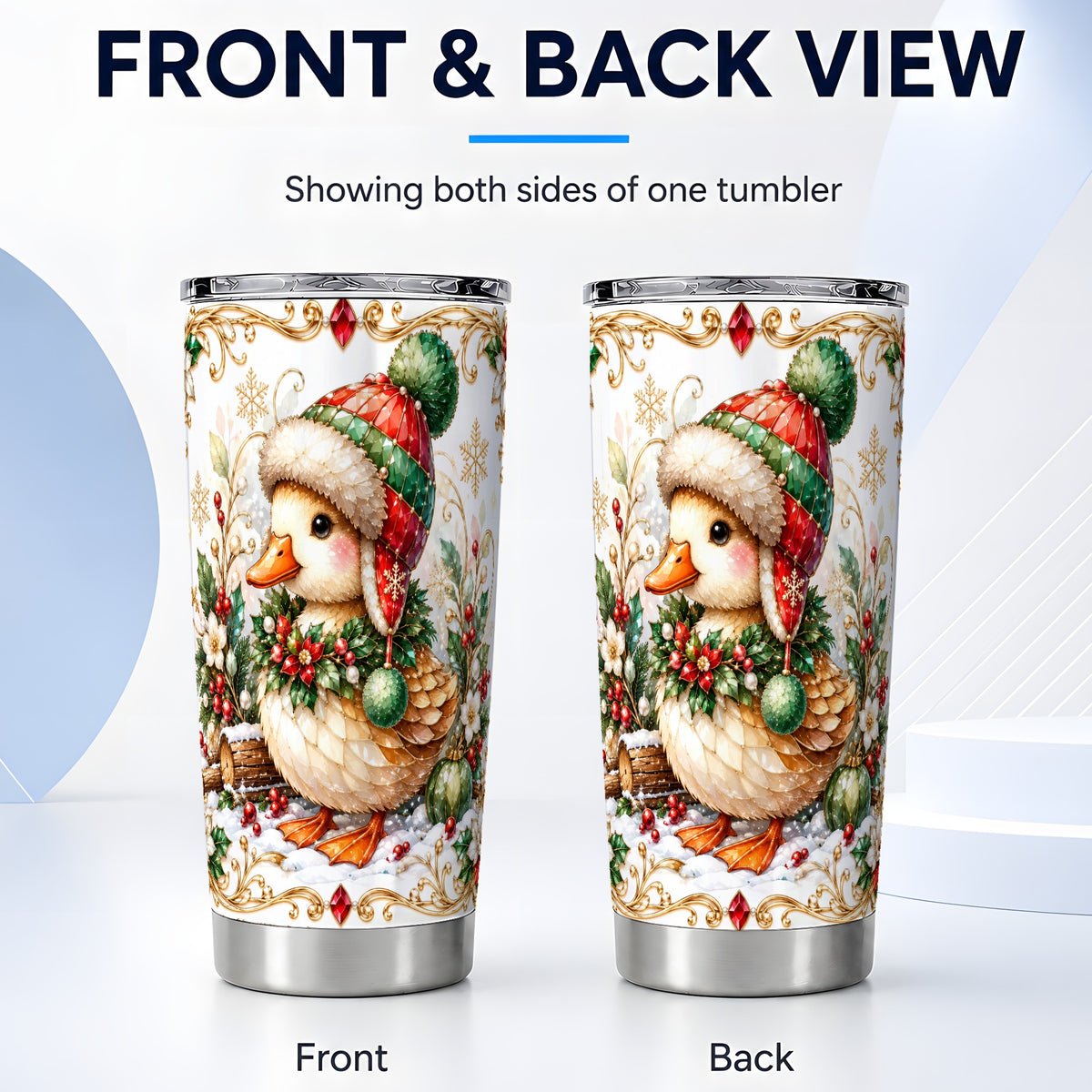 #pl[20oz|Steel] Christmas Duck Tumbler 20oz, Jeweled Duck Stainless Steel Travel Cup
