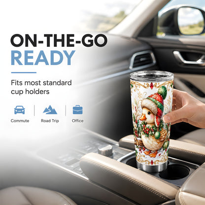 Christmas Duck Tumbler 20oz, Jeweled Duck Stainless Steel Travel Cup