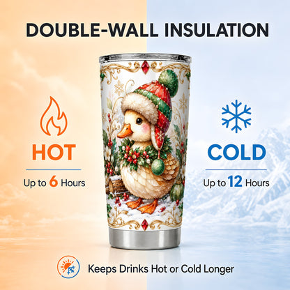 Christmas Duck Tumbler 20oz, Jeweled Duck Stainless Steel Travel Cup