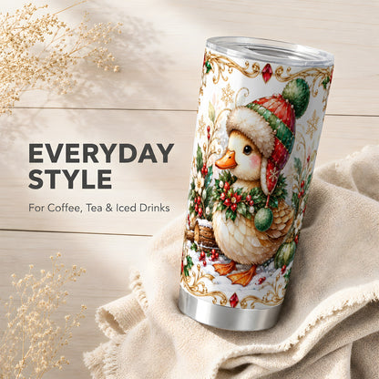 Christmas Duck Tumbler 20oz, Jeweled Duck Stainless Steel Travel Cup