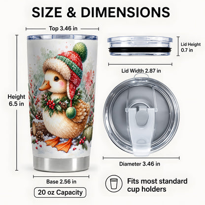#pl[20oz|Steel] Christmas Duck Tumbler 20oz, Watercolor Duck Stainless Steel Travel Cup