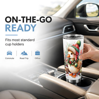 Christmas Duck Tumbler 20oz, Watercolor Duck Stainless Steel Travel Cup