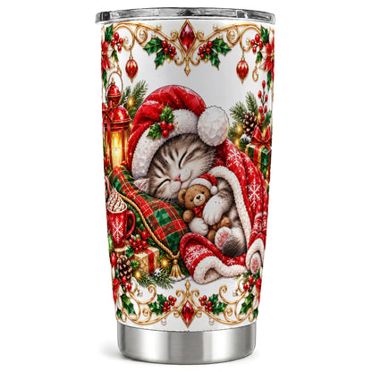 Christmas Cat 20oz Tumbler, Stainless Steel Holiday Travel Cup