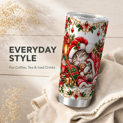 Christmas Cat 20oz Tumbler, Stainless Steel Holiday Travel Cup