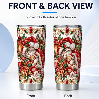 #pl[20oz|Steel] Ornate Christmas Cat 20oz Tumbler, Stainless Steel Travel Cup