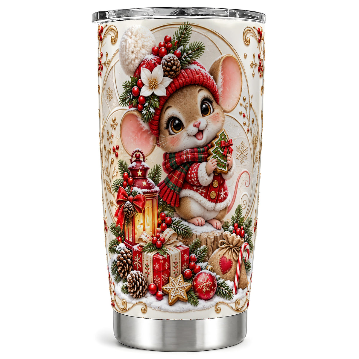 Christmas Mouse 20oz Tumbler, Stainless Steel Holiday Travel Cup