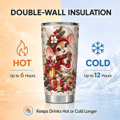 Christmas Mouse 20oz Tumbler, Stainless Steel Holiday Travel Cup
