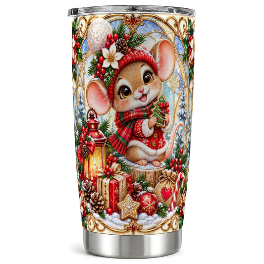 Winter Christmas Mouse 20oz Tumbler, Stainless Steel Travel Cup