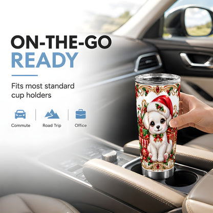 Christmas Puppy 20oz Tumbler, Stainless Steel Holiday Travel Cup