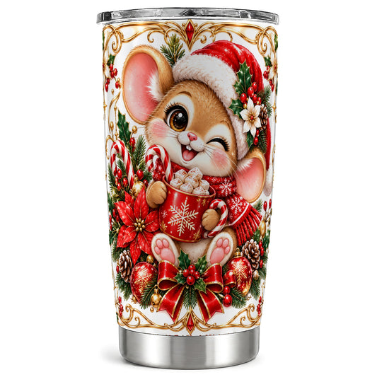 Christmas Mouse Tumbler 20oz, Cocoa Tumbler, Stainless Steel Travel Cup