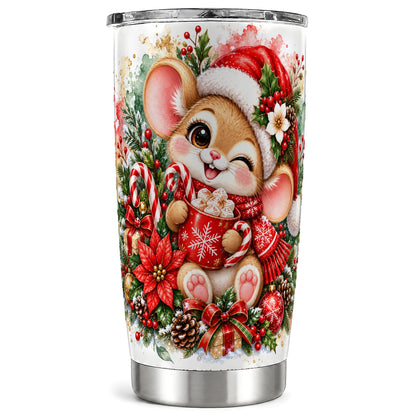 Watercolor Mouse Tumbler 20oz, Cocoa Tumbler, Stainless Steel Travel Cup