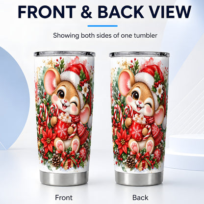 #pl[20oz|Steel] Watercolor Mouse Tumbler 20oz, Cocoa Tumbler, Stainless Steel Travel Cup