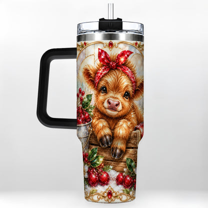 #pl[40oz|Black] Highland Cow 40oz Tumbler, Christmas Tumbler, Stainless Steel Travel Cup