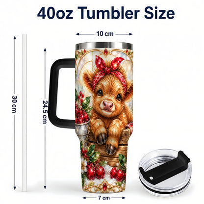 #pl[40oz|Black] Highland Cow 40oz Tumbler, Christmas Tumbler, Stainless Steel Travel Cup