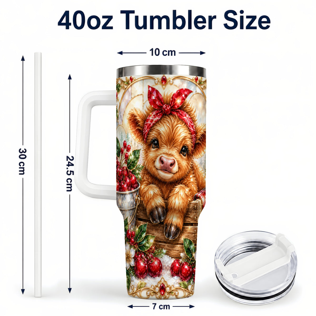 #pl[40oz|White] Highland Cow 40oz Tumbler, Christmas Tumbler, Stainless Steel Travel Cup