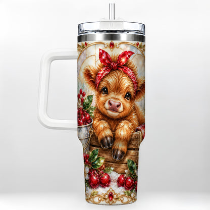 Highland Cow 40oz Tumbler, Christmas Tumbler, Stainless Steel Travel Cup