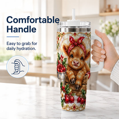 #pl[40oz|White] Highland Cow 40oz Tumbler, Christmas Tumbler, Stainless Steel Travel Cup