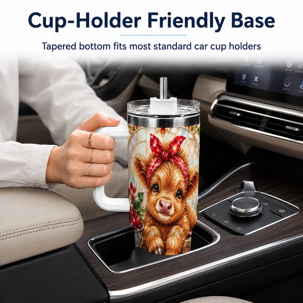 Highland Cow 40oz Tumbler, Christmas Tumbler, Stainless Steel Travel Cup