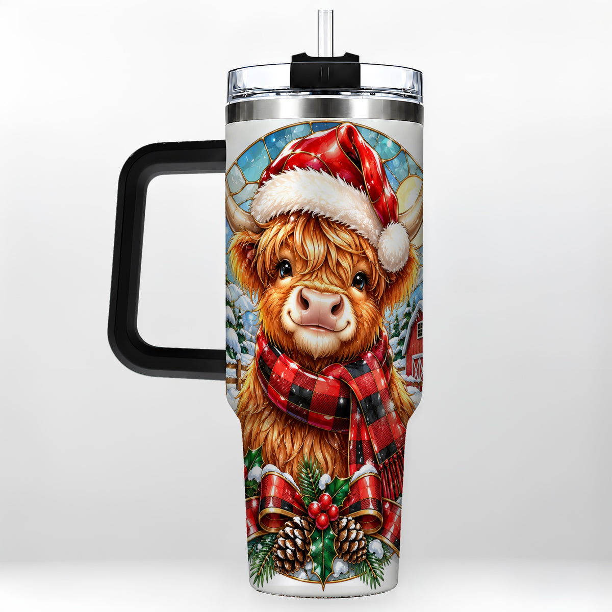 #pl[40oz|Black] Santa Cow 40oz Tumbler, Christmas Tumbler, Stainless Steel Travel Cup