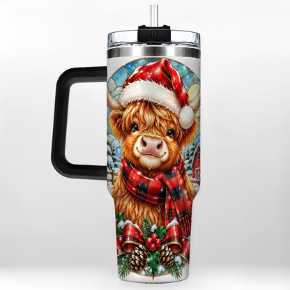 #pl[40oz|Black] Santa Cow 40oz Tumbler, Christmas Tumbler, Stainless Steel Travel Cup
