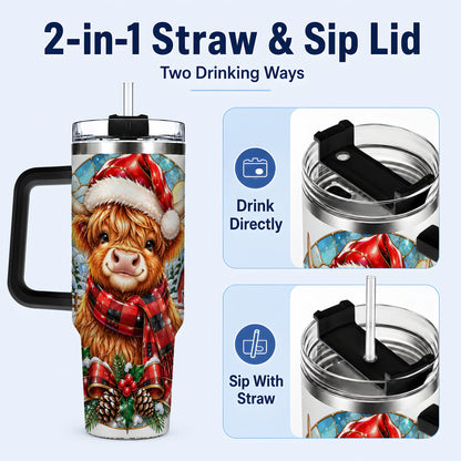 #pl[40oz|Black] Santa Cow 40oz Tumbler, Christmas Tumbler, Stainless Steel Travel Cup