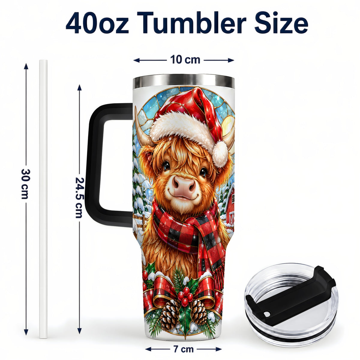 #pl[40oz|Black] Santa Cow 40oz Tumbler, Christmas Tumbler, Stainless Steel Travel Cup