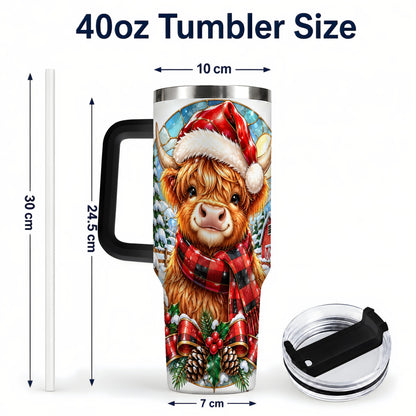 #pl[40oz|Black] Santa Cow 40oz Tumbler, Christmas Tumbler, Stainless Steel Travel Cup